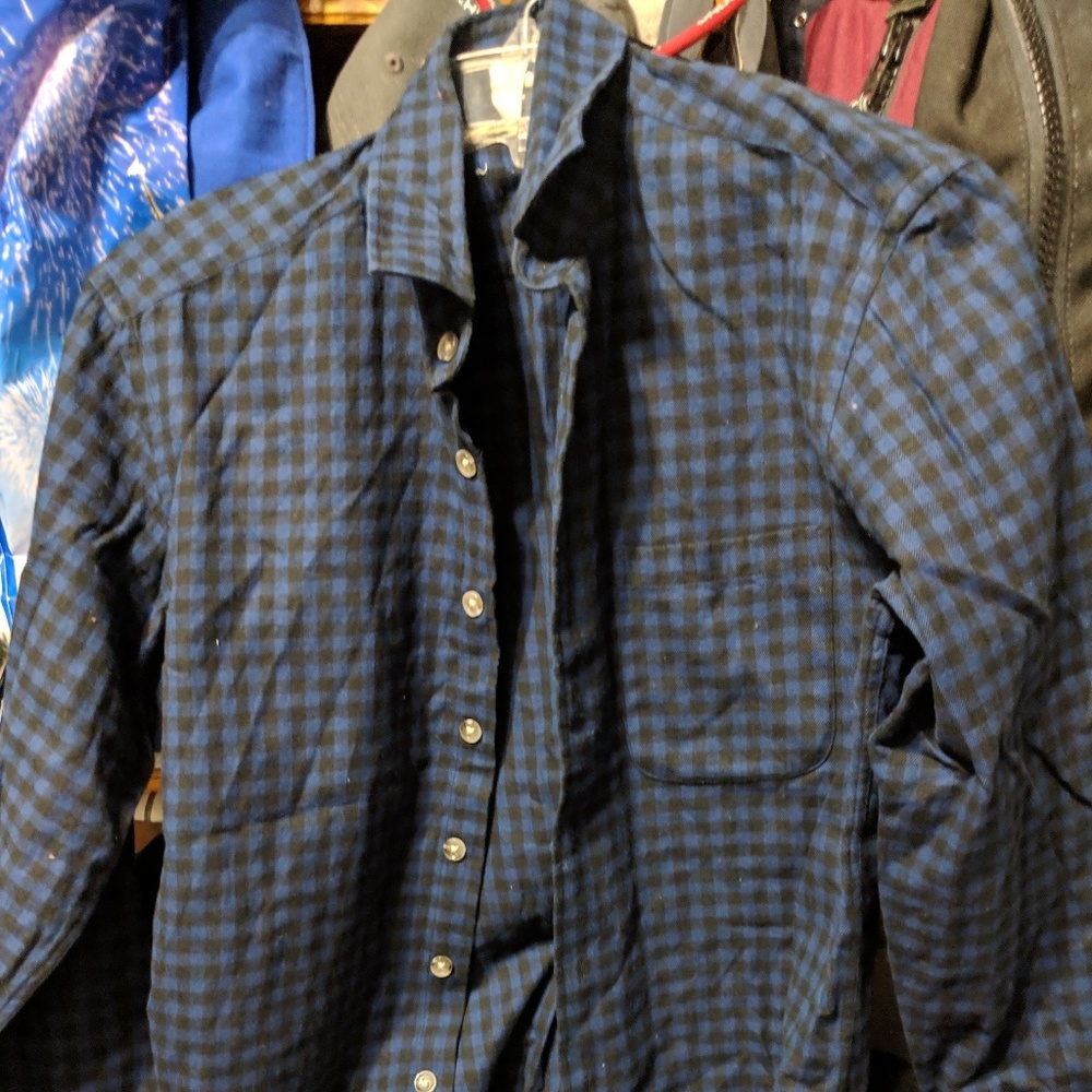 Frank & Oak Dark Blue Plaid Shirt